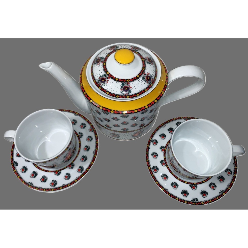 Vtg Souleiado pour Solafrance Tea Set - "La Fleur d'Arles" Pattern - NOS 5pc Set - Picture 3 of 16